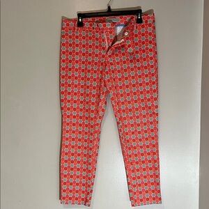 GAP Red and Grey Hexagon Pattern Pants cropped stretch size 8